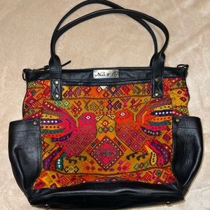 Nena & Co One Of A Kind Black Leather Convertible Day Bag CDB Guatemala Handmade